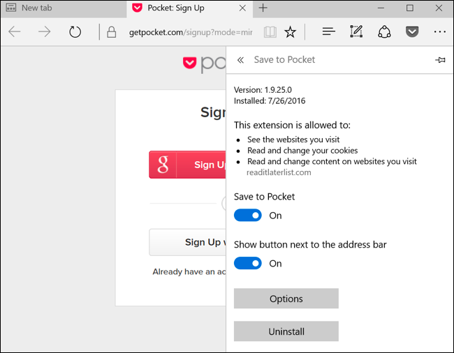 installer les extensions dans Microsoft bord 7