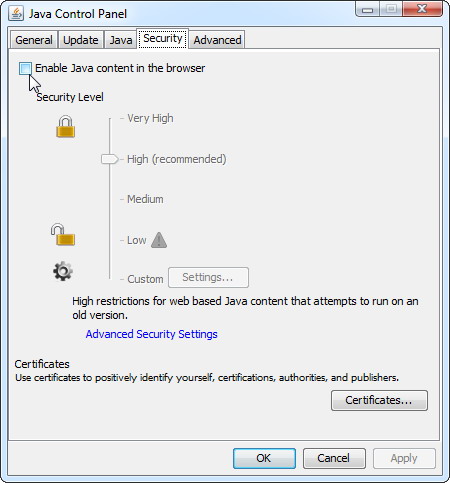 protéger contre les problèmes de sécurité Java 2