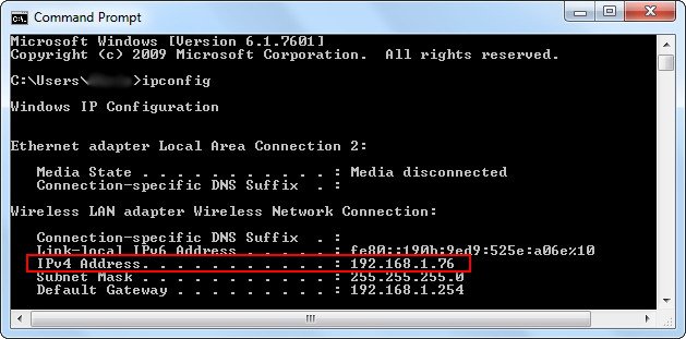 commande ipconfig