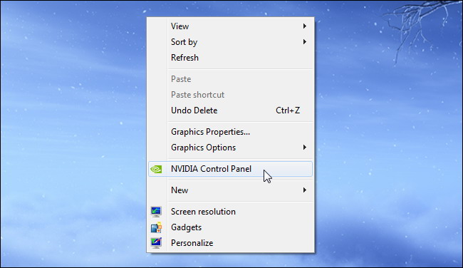 panneau de commande de nvidia ouverte