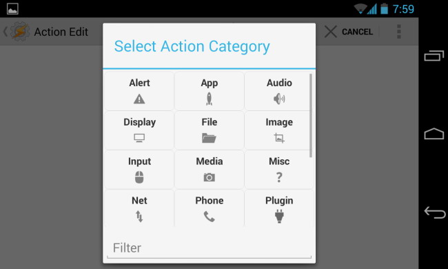 tasker l'action select