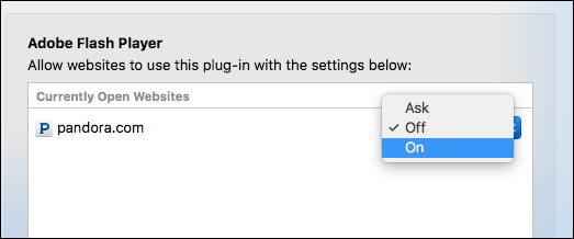 utilisation de Flash safari