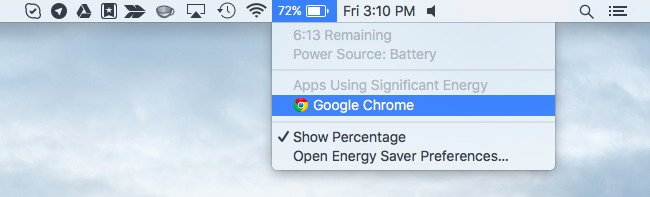 Vérifiez Pour les applications utilisant l'énergie significative