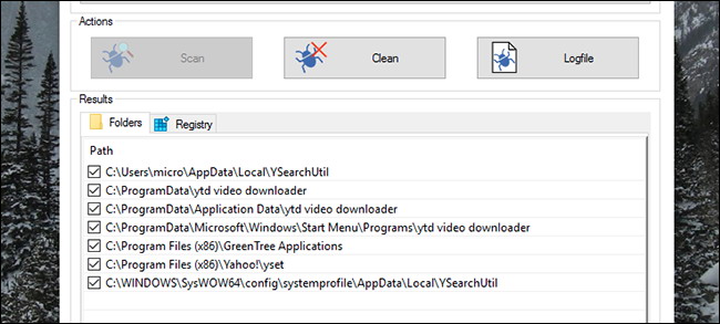 registre d'adwcleaner