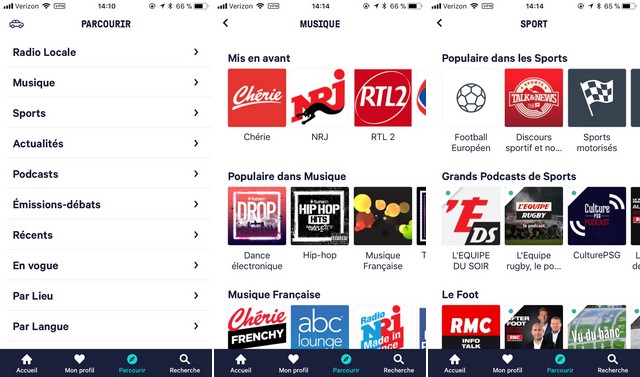 TuneIn Radio - application de Podcast pour iPhone