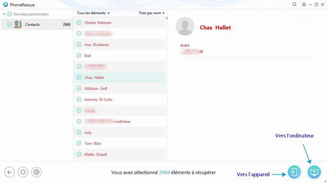 Récupérer les contacts supprimés sur iPhone - Etape 3