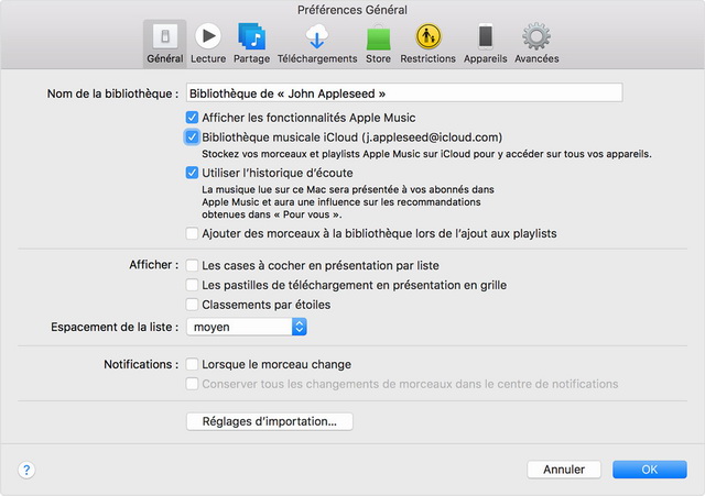 la bibliothèque musicale iCloud