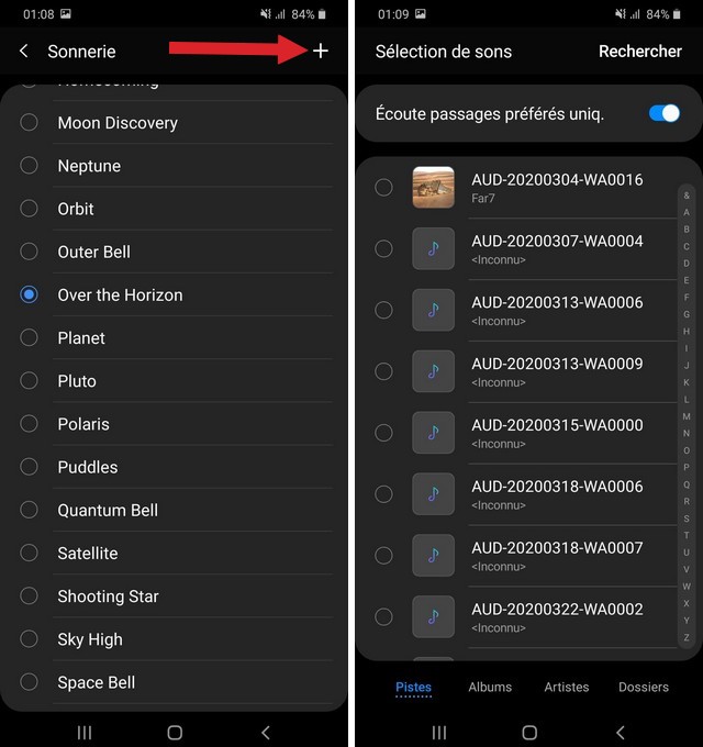 Sonnerie personnalisé sur Galaxy S20