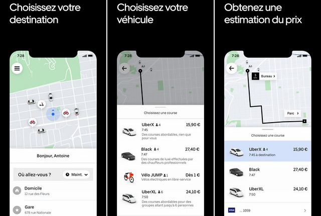Uber - application iPhone pour voyager