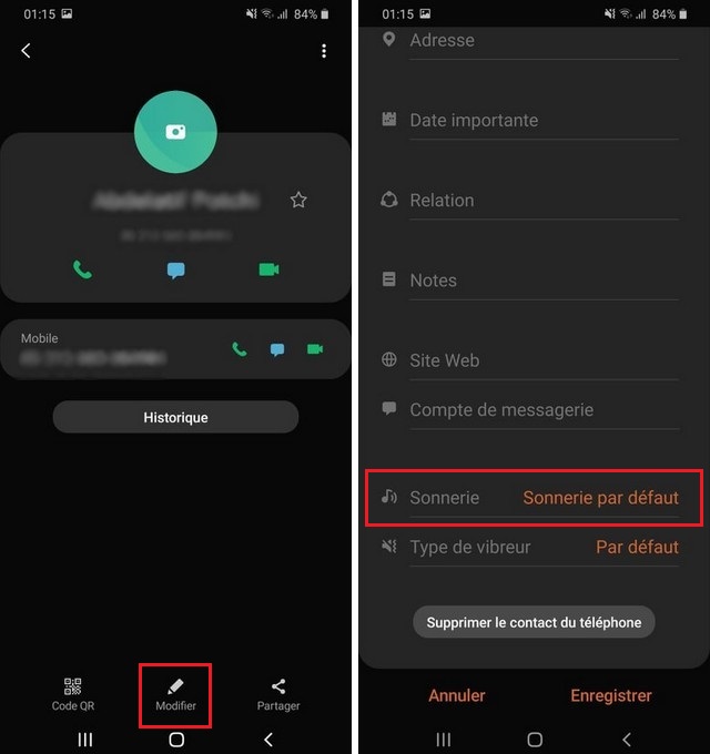 Comment mettre une sonnerie personnalisée pour le contact