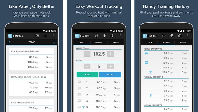 FitNotes - meilleure application pour se mettre au sport