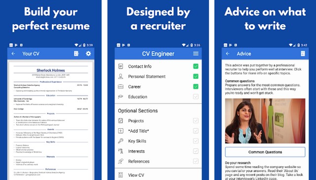 CV Engineer - meilleure application pour créer un CV