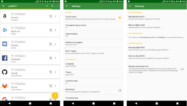 andOTP - meilleure application d'authentification