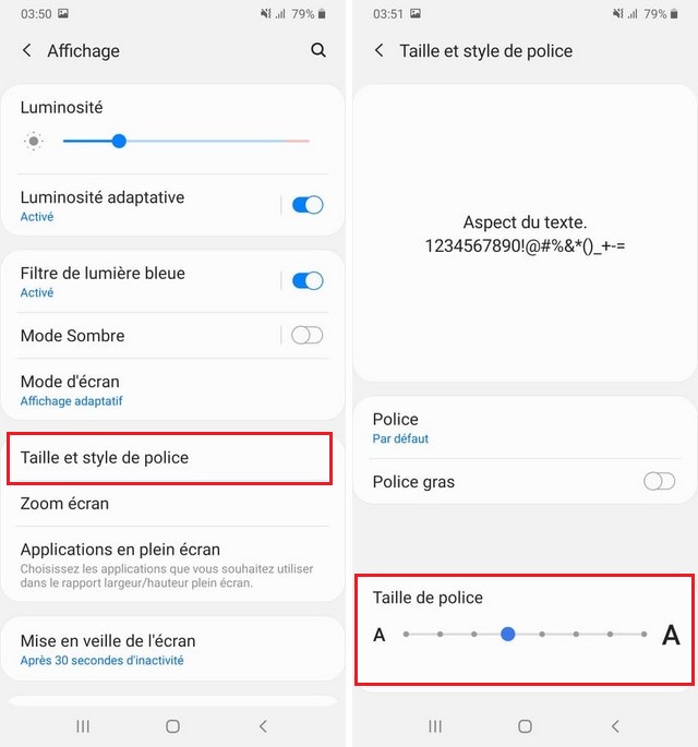 Comment changer la taille de police A12