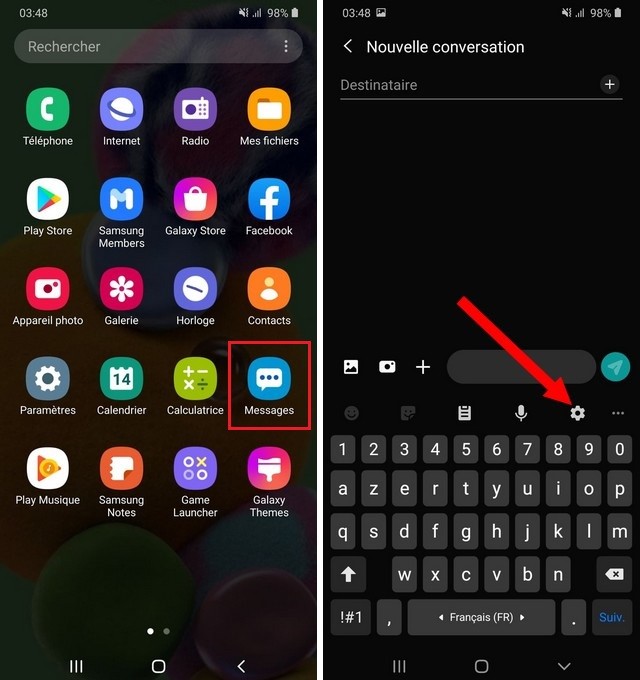 Application de messagerie Galaxy Note 20