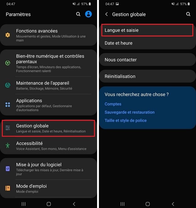Desactiver la correction automatique sur Note 20