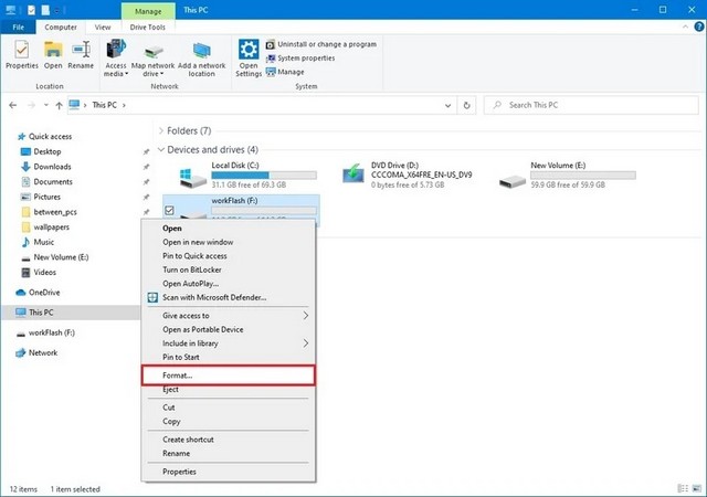 Explorateur de fichiers sous Windows 10