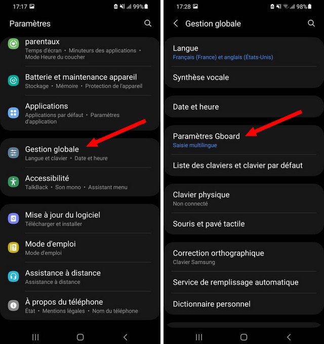 Cliquer sur l'option Gestion globale