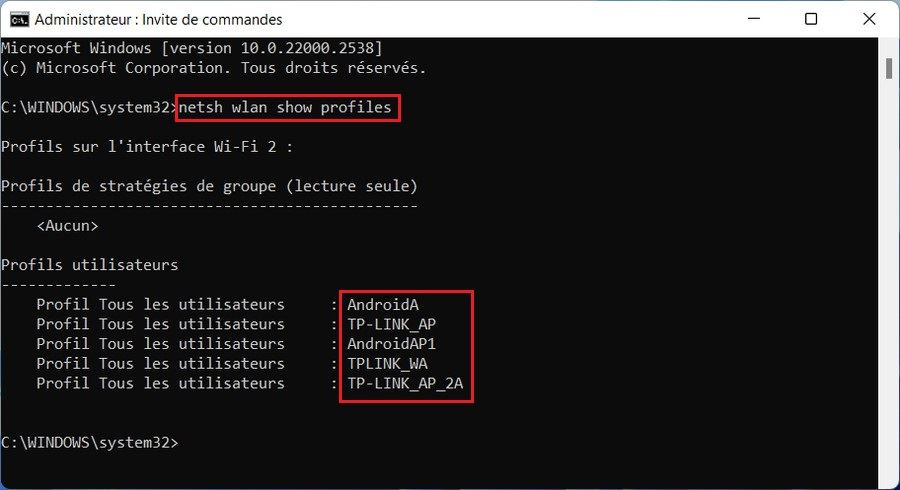 Afficher le mot de passe WiFi dans Windows 11