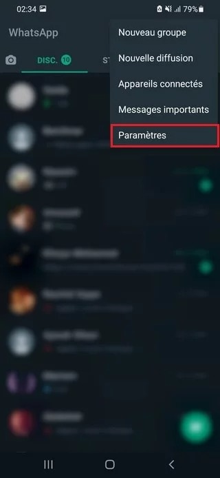 Appuyez sur Paramètres