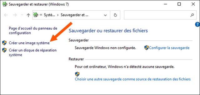 Cliquez sur Créer une image système