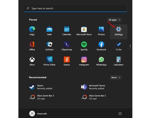 Cliquez sur le bouton Démarrer Windows 11