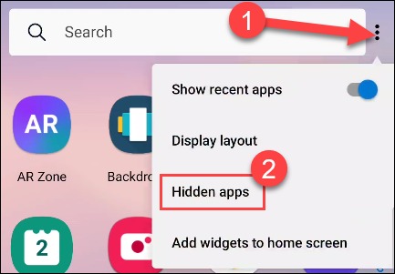 Sélectionnez Applications cachées