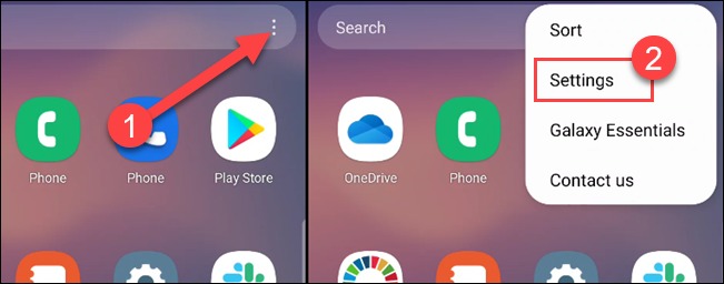 Sélectionnez Paramètres Android