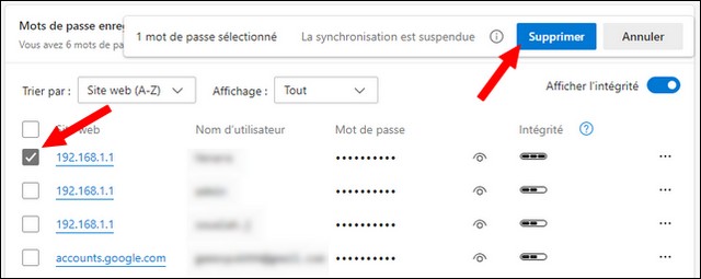 Supprimer les mots de passe enregistrés dans Microsoft Edge