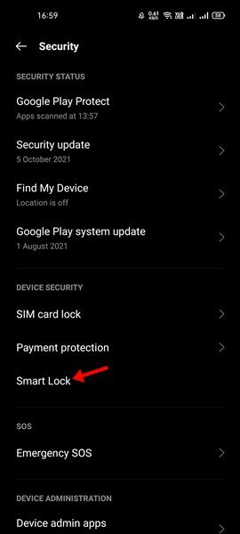 Appuyez sur Smart Lock