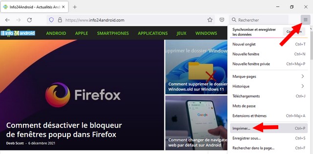 Cliquez sur l'option Imprimer