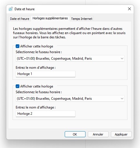Comment ajouter plusieurs horloges
