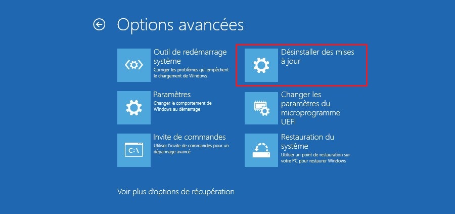 désinstaller une mise à jour sur Windows 11