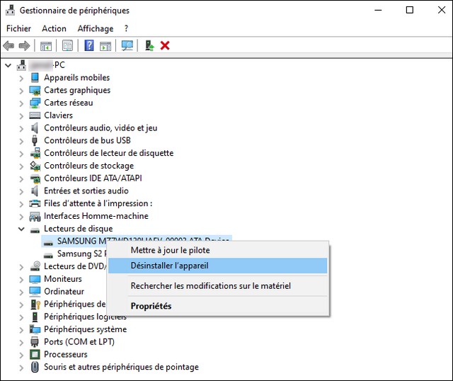 Réinstaller le pilote