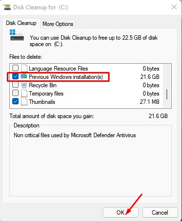 Supprimer le dossier Windows