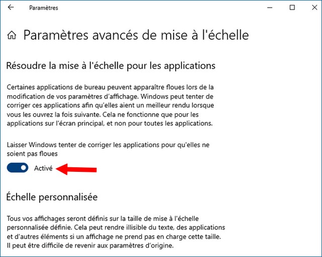 Réparer les applications floues