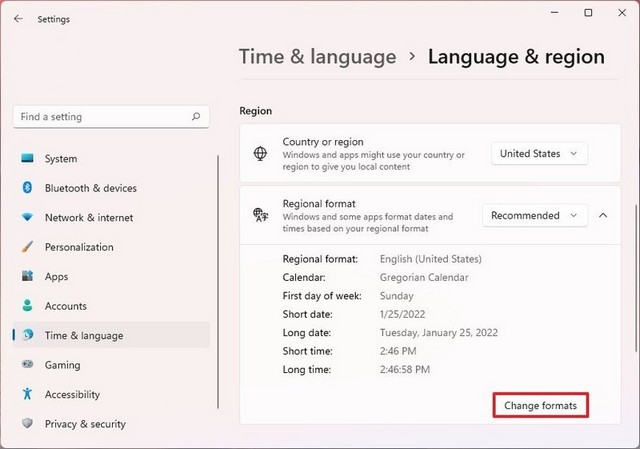 Cliquer sur le bouton Modifier les formats