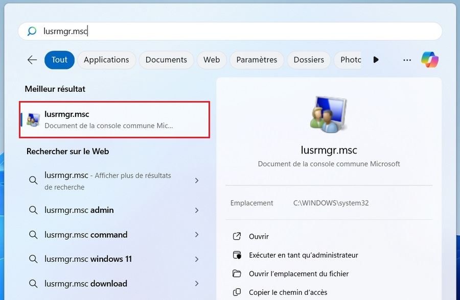 Menu Démarrer Windows 11