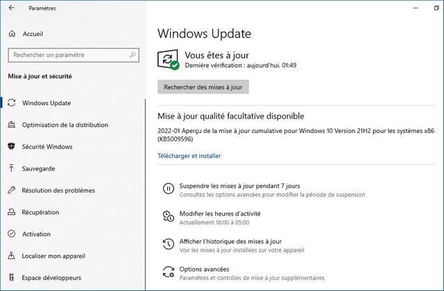 Mettre à jour Windows
