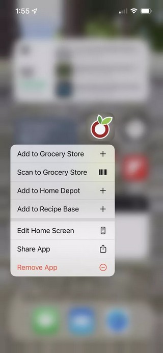 Appuyer et maintenez l'application