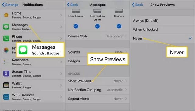 Comment désactiver les aperçus des messages