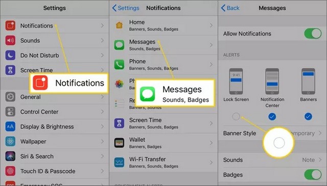 Modifier les paramètres de notification