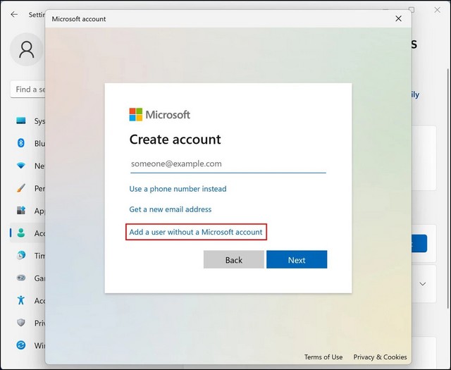 Ajouter un utilisateur sans compte Microsoft