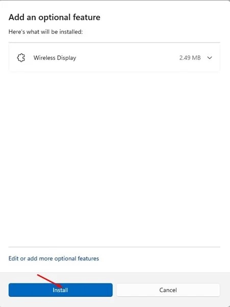 Cliquer sur le bouton Installer