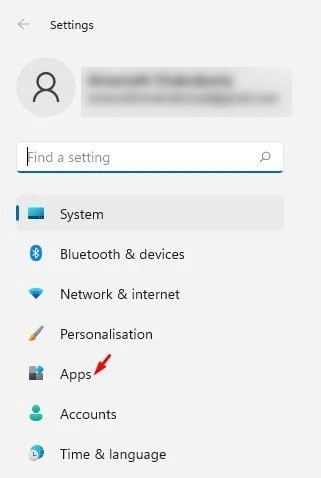 Cliquer sur l'option Applications