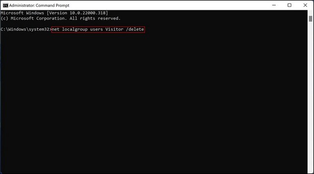Supprimer un compte invité Windows 11