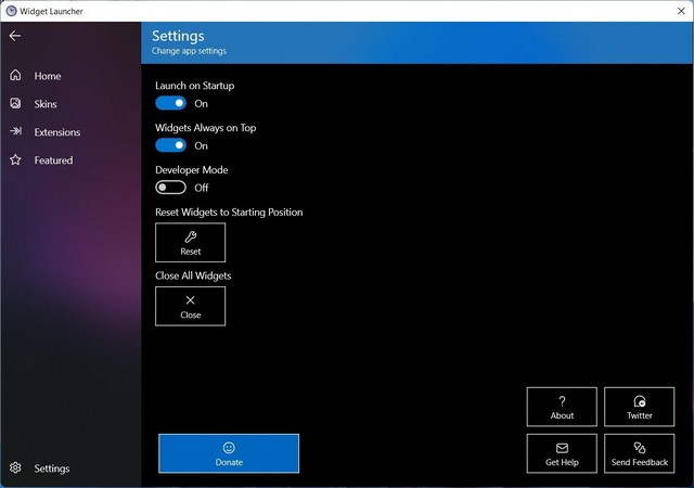 Activer le mode Widgets toujours au top