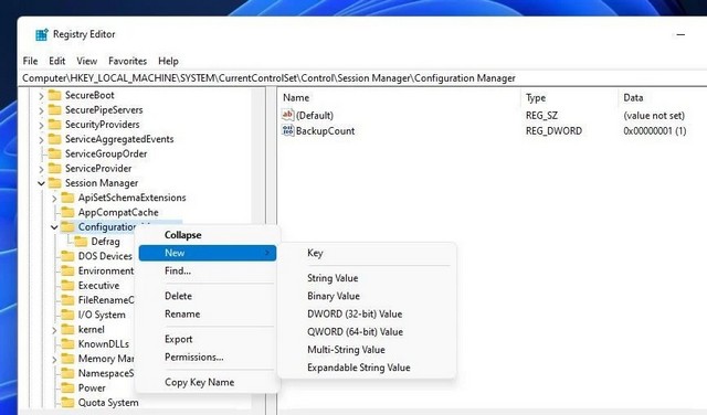 Cliquez sur Configuration Manager