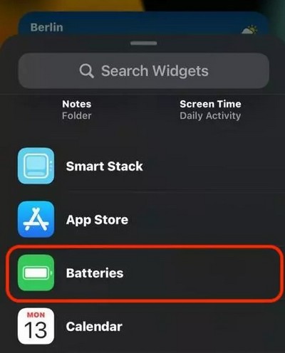 Ajout d'un widget de batterie