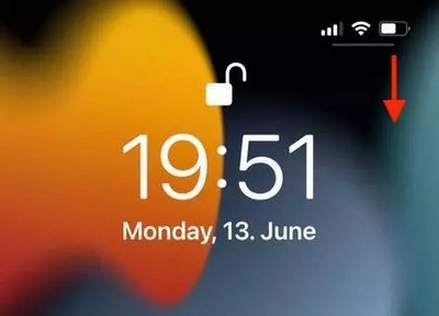 Glisser vers le bas depuis l'icône de la batterie